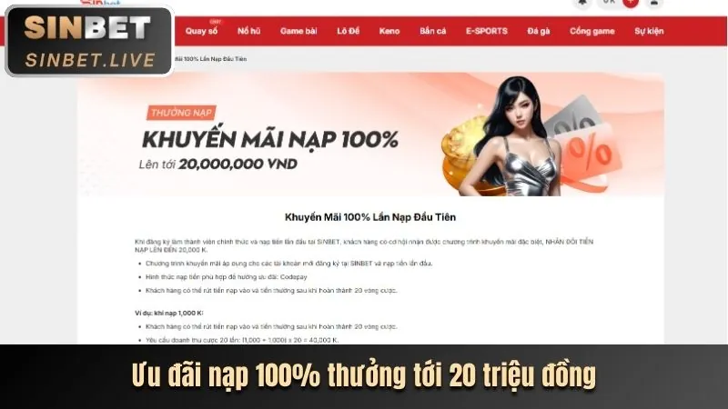 Khuyến mãi nạp đầu tại Sun.win20